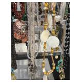 Large Group of Assorted Costume Necklaces with Stand