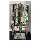 Large Group of Assorted Costume Necklaces with Stand