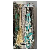 Large Group of Assorted Costume Necklaces with Stand