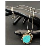 Sterling Silver Turquoise Pendant Necklace