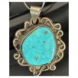 Sterling Silver Turquoise Pendant Necklace