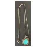 Sterling Silver Turquoise Pendant Necklace