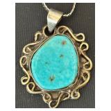 Sterling Silver Turquoise Pendant Necklace