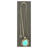 Sterling Silver Turquoise Pendant Necklace