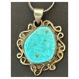Sterling Silver Turquoise Pendant Necklace