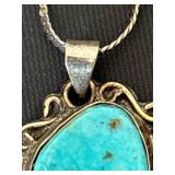 Sterling Silver Turquoise Pendant Necklace