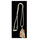 Sterling Silver Pendant Necklace with Multi-Color Gemstones