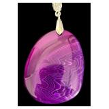 Set of 5 Sterling Silver Necklaces with Agate Stone Pendants