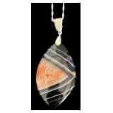 Set of 5 Sterling Silver Necklaces with Agate Stone Pendants