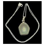 Set of 2 Sterling Silver Necklaces with Crystal Slice Pendants