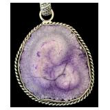 Set of 2 Sterling Silver Necklaces with Crystal Slice Pendants