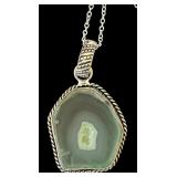 Set of 2 Sterling Silver Necklaces with Crystal Slice Pendants