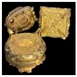 Set of 3 Vintage Jewelry Casket Boxes with Decorative Embossing