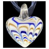 Set of 4 Art Glass Pendant Necklaces with Ribbon Chains