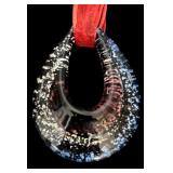 Set of 4 Art Glass Pendant Necklaces with Ribbon Chains