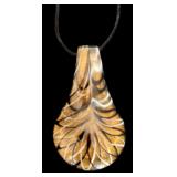 Set of 4 Art Glass Pendant Necklaces with Ribbon Chains