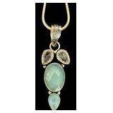 Sterling Silver Necklace with Faceted Gemstone Pendant