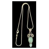 Sterling Silver Necklace with Faceted Gemstone Pendant