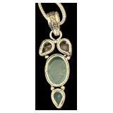 Sterling Silver Necklace with Faceted Gemstone Pendant