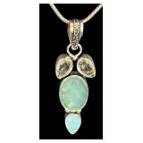 Sterling Silver Necklace with Faceted Gemstone Pendant