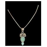 Sterling Silver Necklace with Faceted Gemstone Pendant