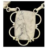 Sterling Silver Necklace with White Howlite Stones