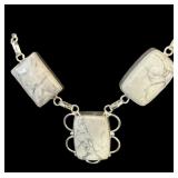 Sterling Silver Necklace with White Howlite Stones