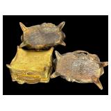 Set of 3 Vintage Art Nouveau Jewelry Casket Boxes with Floral Motif