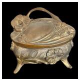 Set of 3 Vintage Art Nouveau Jewelry Casket Boxes with Floral Motif