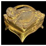 Set of 3 Vintage Art Nouveau Jewelry Casket Boxes with Floral Motif