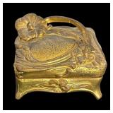 Set of 3 Vintage Art Nouveau Jewelry Casket Boxes with Floral Motif