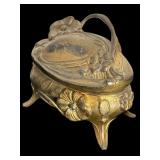 Set of 3 Vintage Art Nouveau Jewelry Casket Boxes with Floral Motif