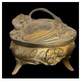 Set of 3 Vintage Art Nouveau Jewelry Casket Boxes with Floral Motif