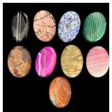 Set of 9 Assorted Stone Brooches