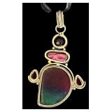 Set of 2 Sterling Silver Pendant Necklaces with Gemstone Accents