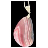 Set of 6 Sterling Silver Agate Pendant Necklaces