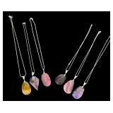 Set of 6 Sterling Silver Agate Pendant Necklaces