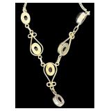 Sterling Silver Necklace with Black Stone Cabochons