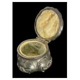 Set of 3 Vintage Metal Casket Jewelry Boxes with Floral Designs