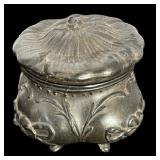 Set of 3 Vintage Metal Casket Jewelry Boxes with Floral Designs