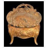 Set of 3 Vintage Metal Casket Jewelry Boxes with Floral Designs