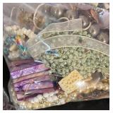 2 Quart Bags of Assorted Costume Jewelry and Beads