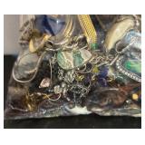 2 Quart Bags of Assorted Costume Jewelry and Beads