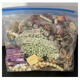 2 Quart Bags of Assorted Costume Jewelry and Beads