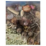 2 Quart Bags of Assorted Costume Jewelry and Beads