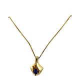14K Gold Italian Necklace with Tanzanite Pendant