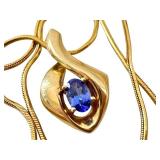 14K Gold Italian Necklace with Tanzanite Pendant