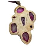 Sterling Silver Pendant with Dyed Pink Agate and Druzy