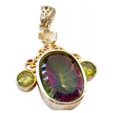 Mystic Topaz Pendant with Peridot Accents