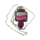 Sterling Silver 925 Pendant Necklace with Multi-Stone Design, 30 Inch Chain